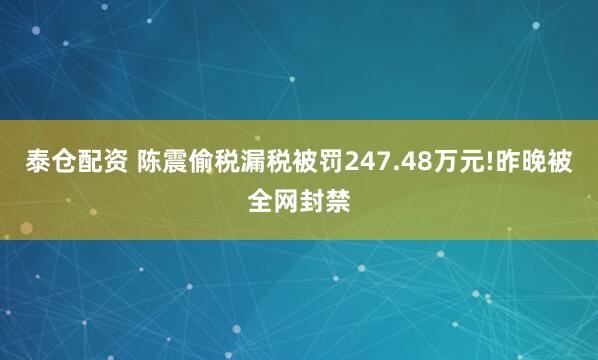 泰仓配资 陈震偷税漏税被罚247.48万元!昨晚被全网封禁